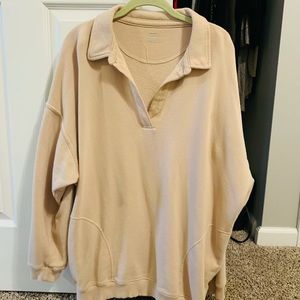 Slouchy oversized V neck crew